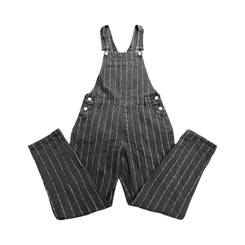 PacSun Overalls Womens 26 Black Pinstripe Denim 28x26 Straight Leg Boho